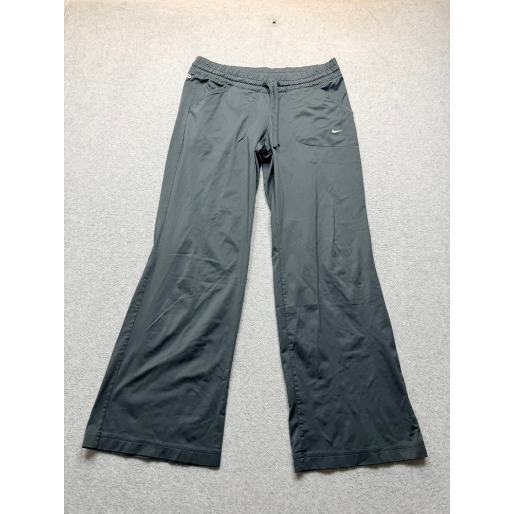 Nike Fit Dry Womens Gray Wide Leg Athletic Workout Pants Drawstring Size Small